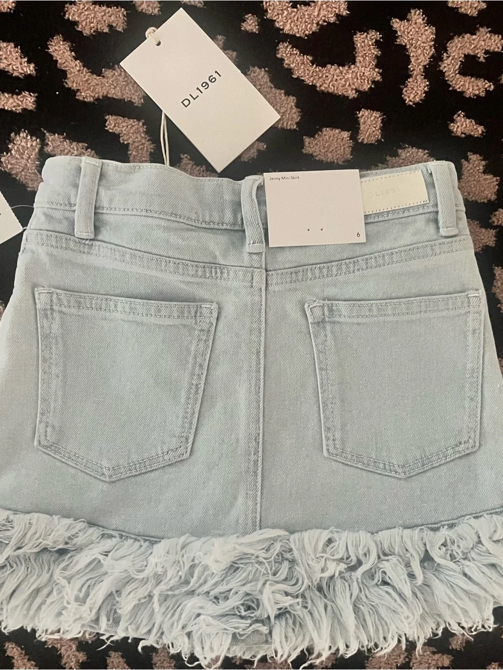 NWT DL1961 Girls Jenny Denim Fur Mini Skirt in Blue Size 6